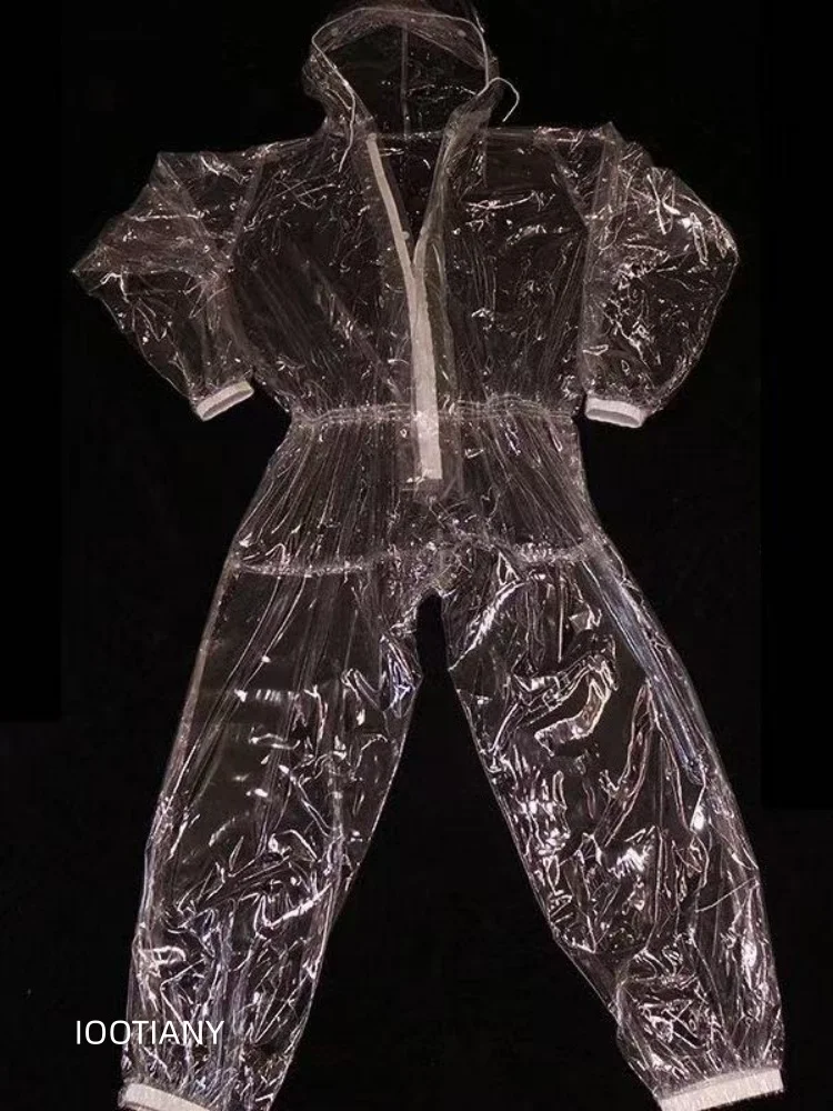 Damen-Plastikanzug, PVC-Anzug, Schweißabsorbierender Kapuzenpullover, Wasserdichter Regenanzug, Clubwear, Cosplay, Party, Bühnenkostüm 2026 – Detail 7