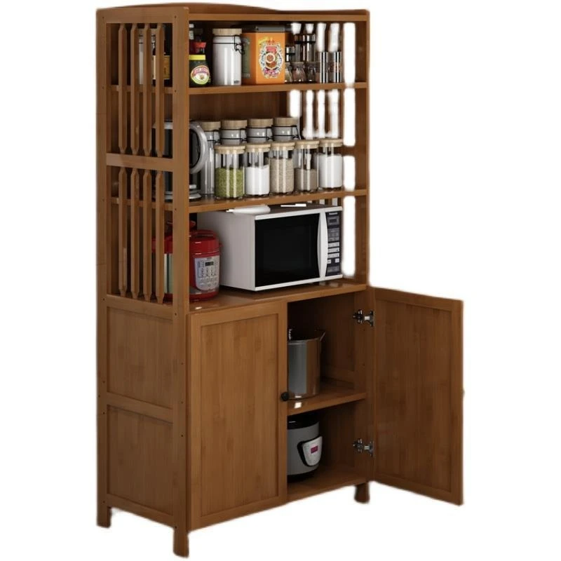 

Solid wood kitchen rack Floor-to-ceiling microwave oven rack Multi-layer household oven finishing rack