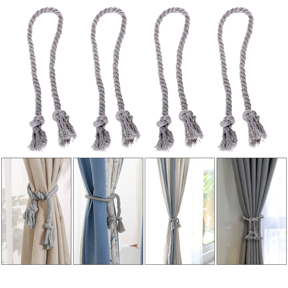 4 قطع من أربطة الستائر بتصميم شرابة من القطن الفاخر يحمل الستائر بإحكام ملحقات النافذة المزخرفة لغرفة المعيشة وغرفة النوم #6