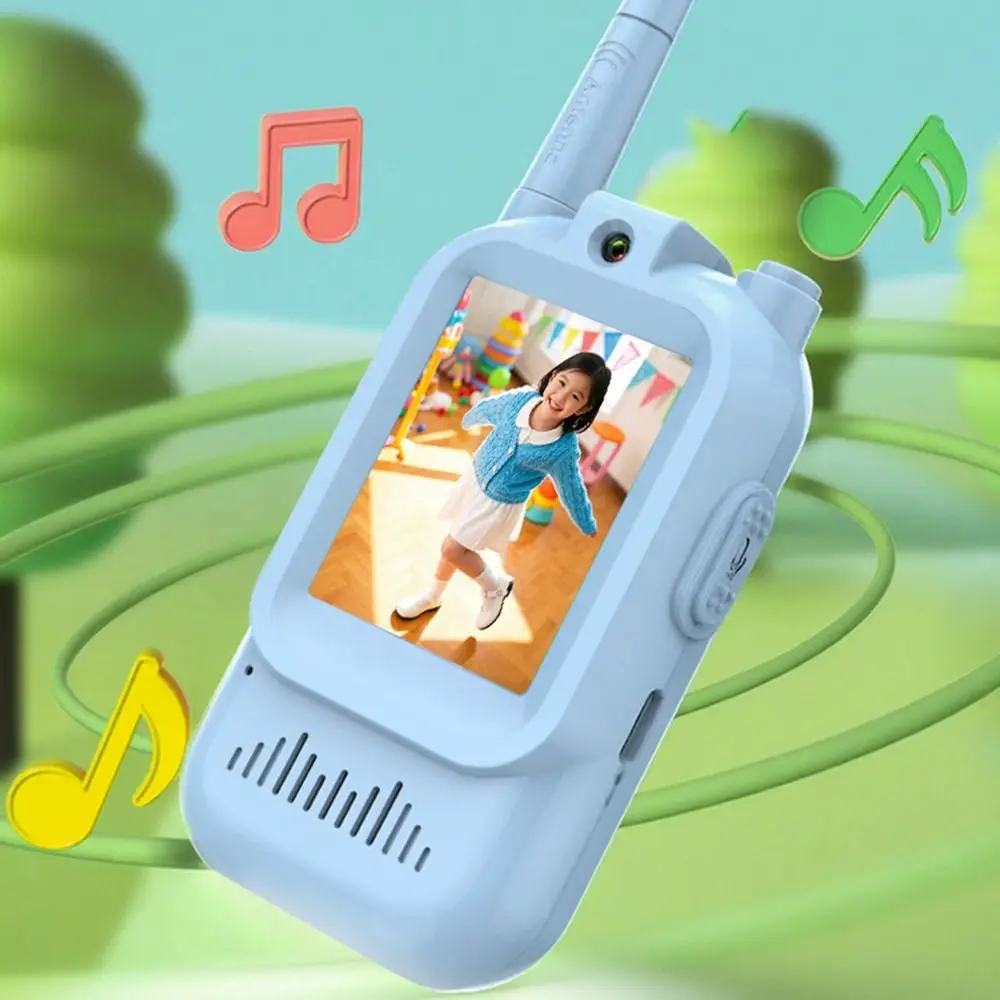 HD Screen Children's Video Intercom 4 Voice Effects Long Range Wireless Intercom Toy Cartoon Design with Lanyards
