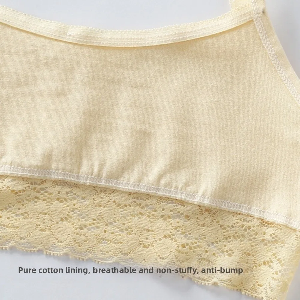 Soft Cotton Girls Underwear Comfortable Breathable Wireless Sports Training Vest Bowknot Lace Teenage Girls Lingerie Maiden
