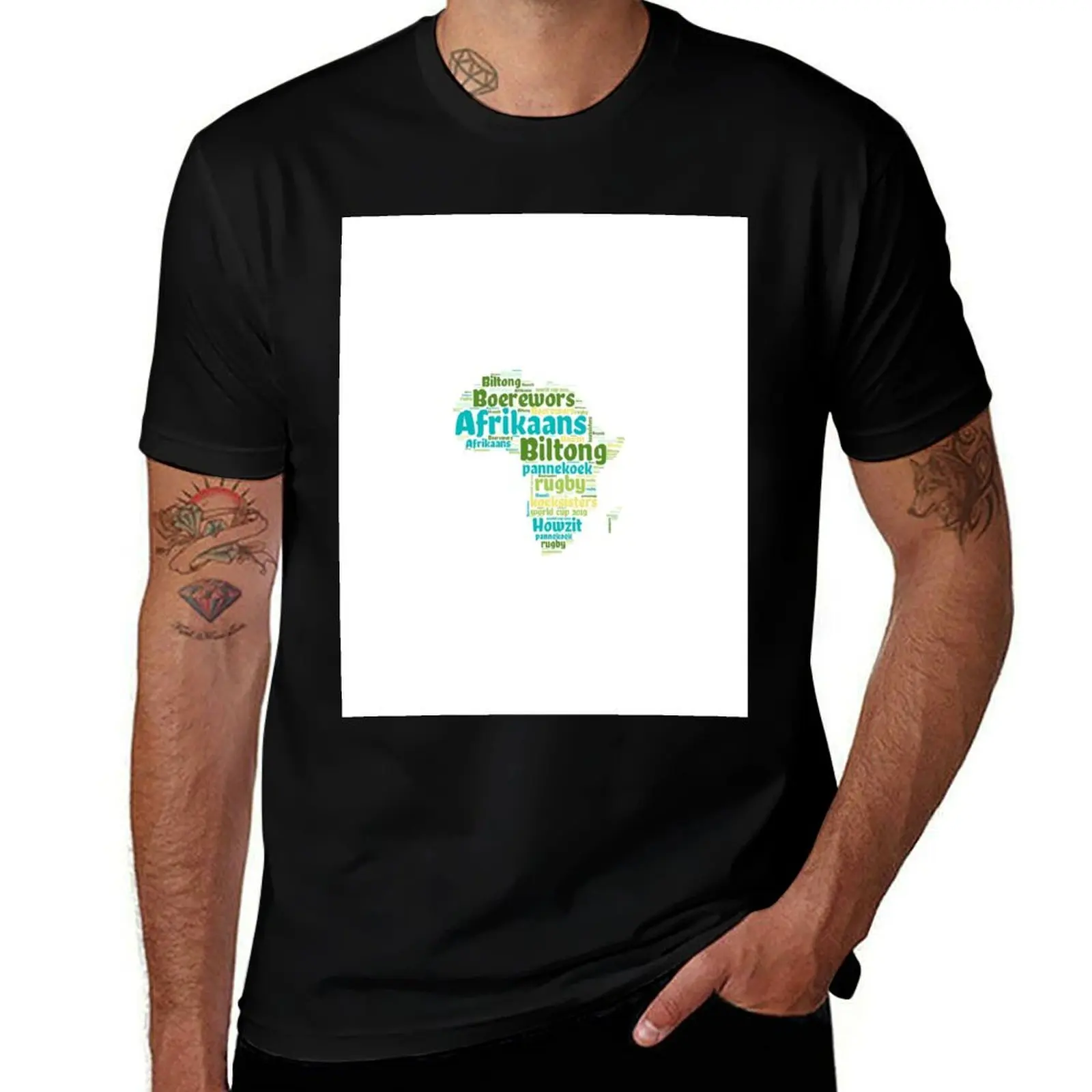 Africa Map Word Cloud. Features South African Words T-Shirt oversized t shirt tees sweat outfits for men