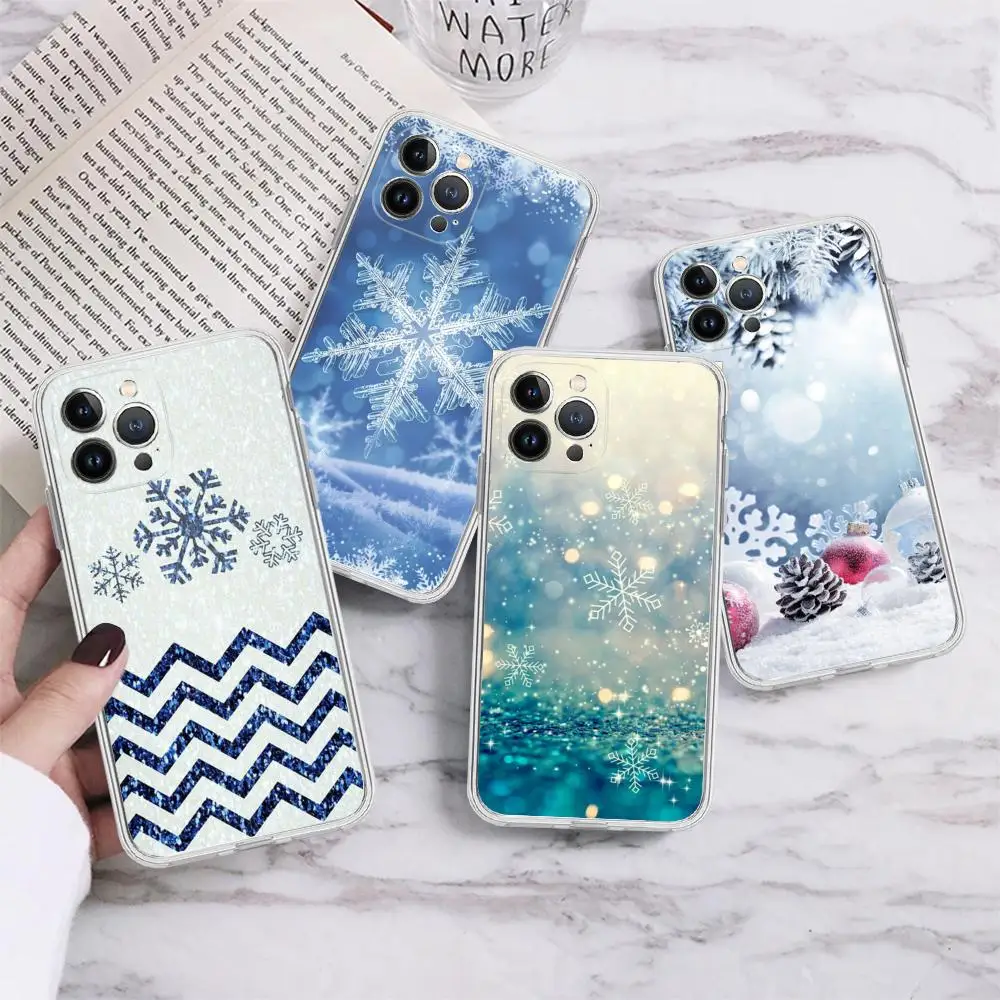 

Snowflake Snow Christmas Phone Case For IPhone 15 14 13 12 Mini 11 Pro XS Max X XR SE 6 7 8 Plus Soft Silicone Cover