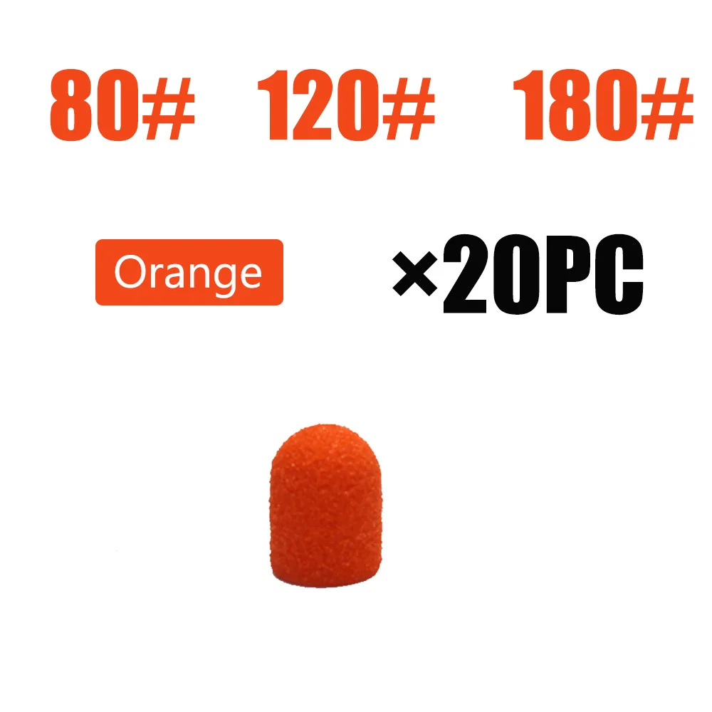 Bouchons de ponçage Orange 10x15mm, 20 pièces, bandes de ponçage électriques pour manucure et pédicure, lime, perceuse, outils et accessoires pour Nail Art