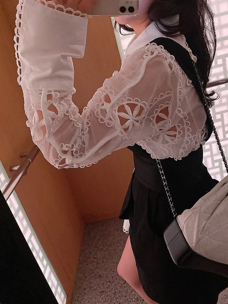 エレヴィンテージロングスカート レディース シックデザイン 装飾入り ホローアウト ペタルヘビーワークレーススカート 秋用