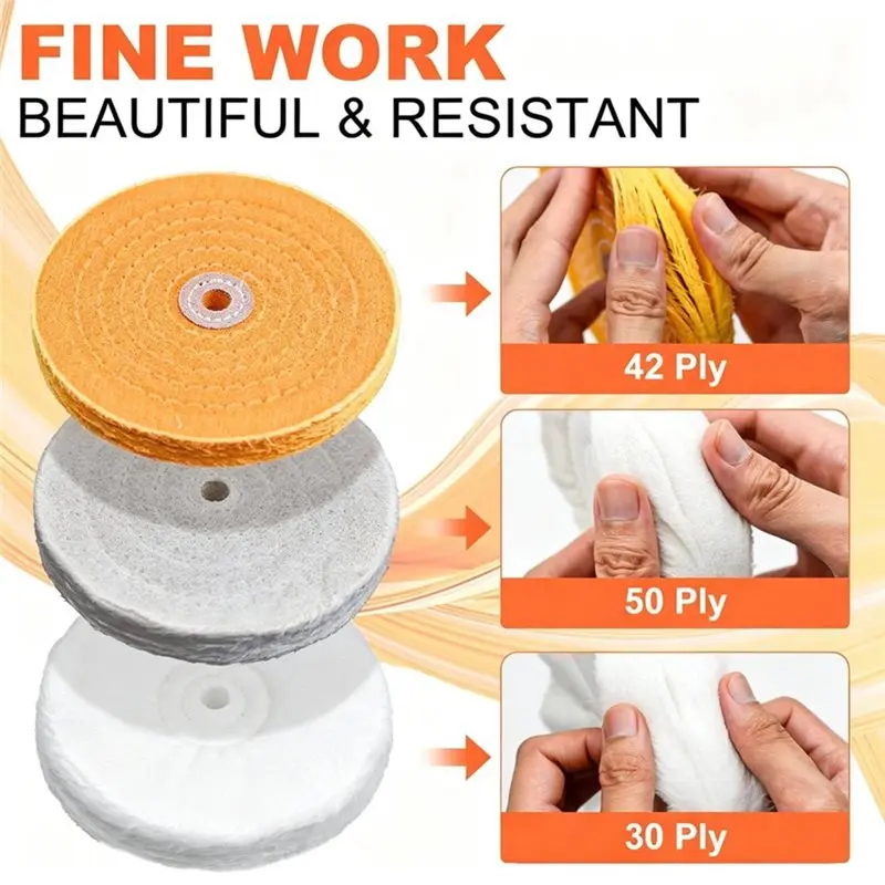 ABYN-For Bench Grinder 8 Pack 6 Inch Polishing Wheel, 1/2