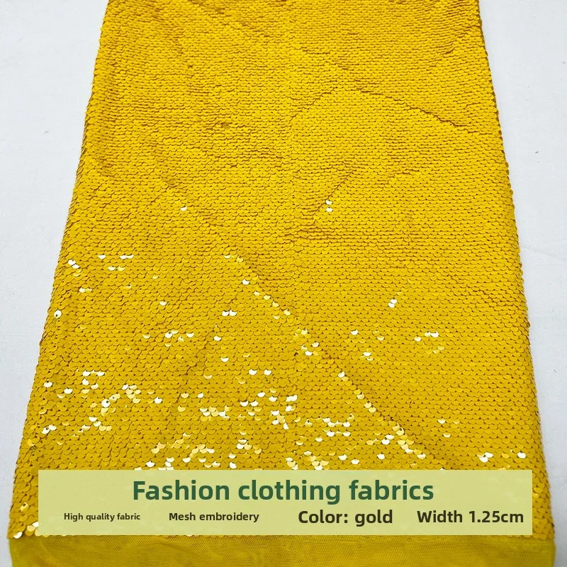 

Lace Mesh Fish Scale Pattern Embroidered Sequins Fabric for Dress Childrens Clothing Cloth Diy By The Yard Sewing Material