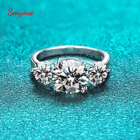 Smyoue 4ct 100% Moissanite Diamond Ring for Women 18K Yellow Gold Wedding Band Bridel Jewelry S925 Sterling Silver Wholesale