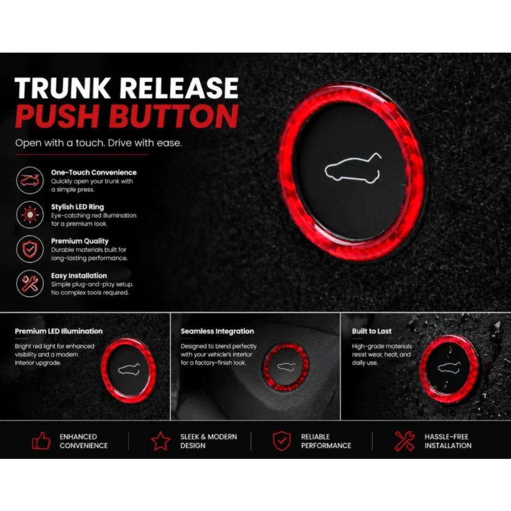 Para Tesla 2019- Model 3 Highland 2024 Model Y Juniper Adesivo de Acabamento Circular em Fibra de Carbono para Botão do Porta-Malas Traseiro Acessórios Automotivos