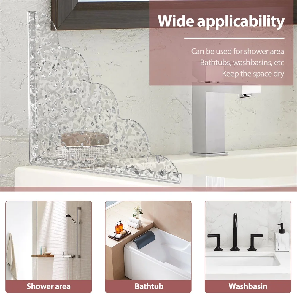 

Silicone Base Binder Shower Spatter Guard Acrylic Material Silicone Base Tool-free Installation For Shower Stalls