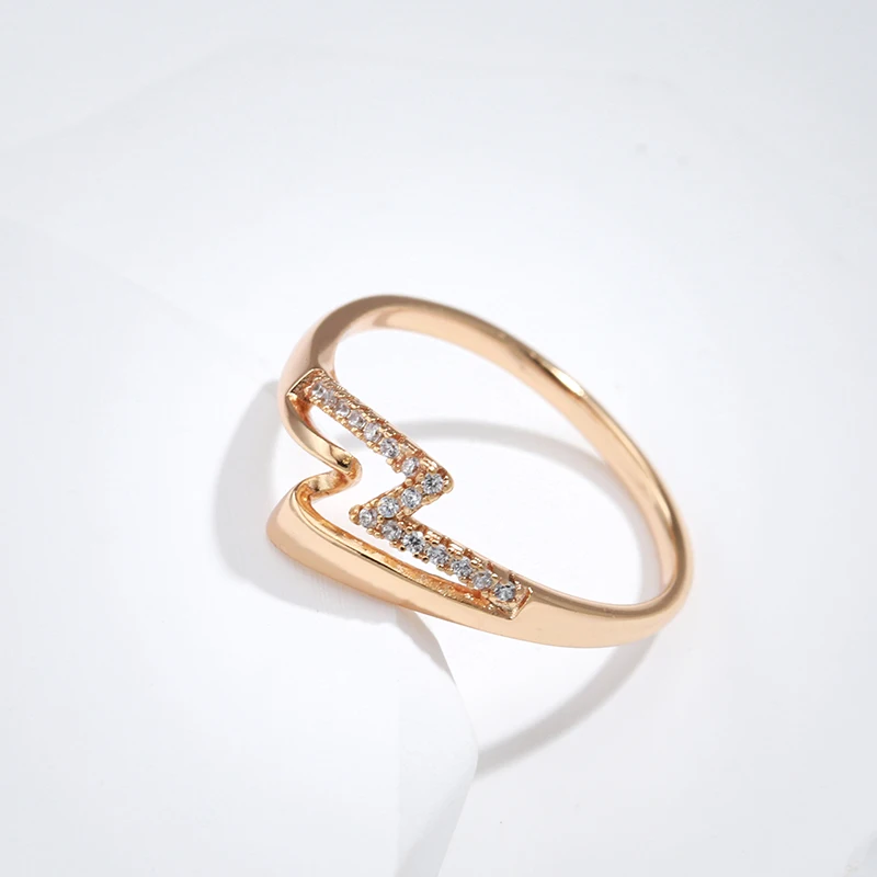 JULYDREAM Simple Double Layer Glossy Metal Zircon Flat Rings 585 Gold Color Trendy Daily Wear Jewelry Personality Match