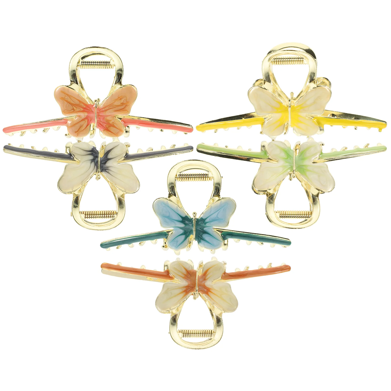 6 Pcs Metal Big Claws Hairpin Women's Miss Clip for Thick Butterfly Clips Alloy Back Butterflies