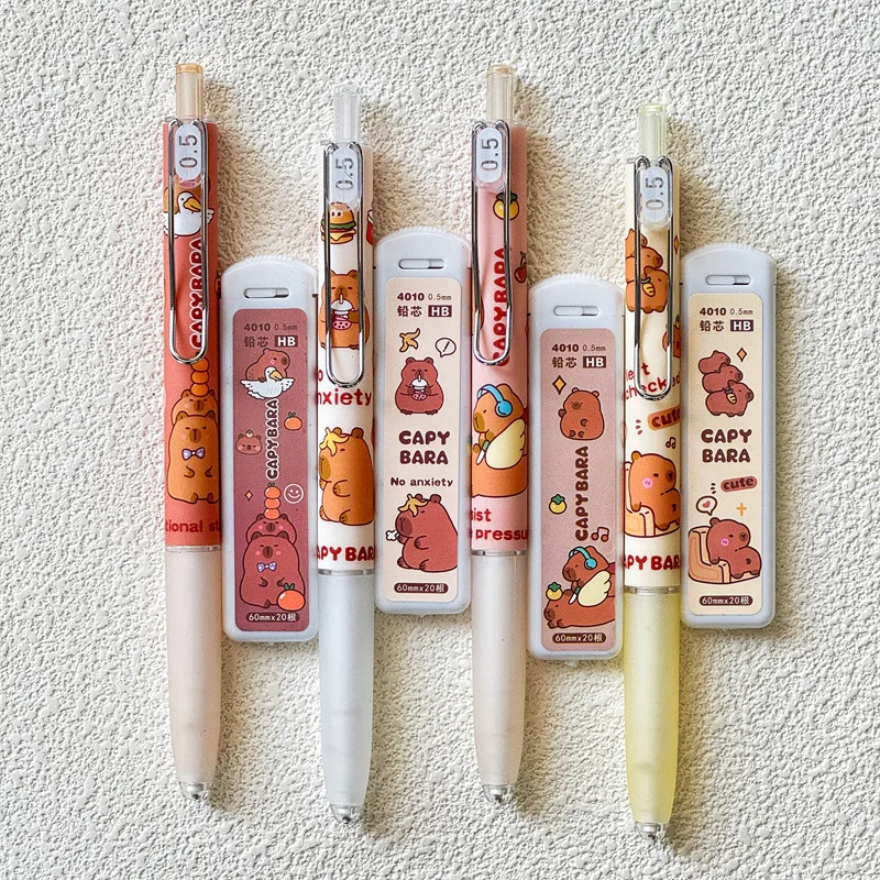 Kawaii Capybara Mechanical Pencil Set 0.5mm Drawing Pencils Aesthetic Stationery Pencil School Supplies Children\'s Gift.