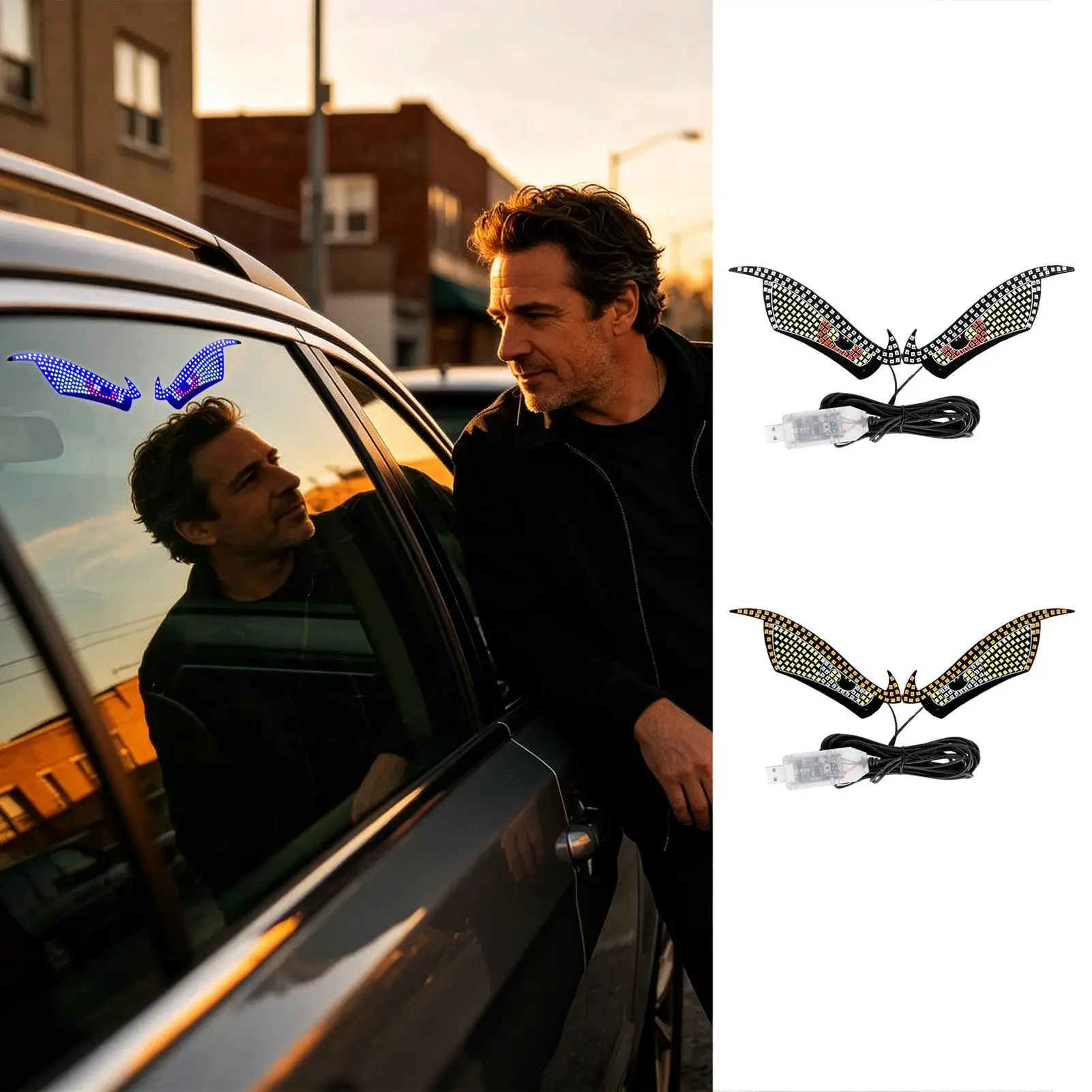 LED Eyes For Car Windshield 11 Modes LED Warning Waterproof Decoration Funny Car Window Sign For Truck Motorcycle Bike Cart