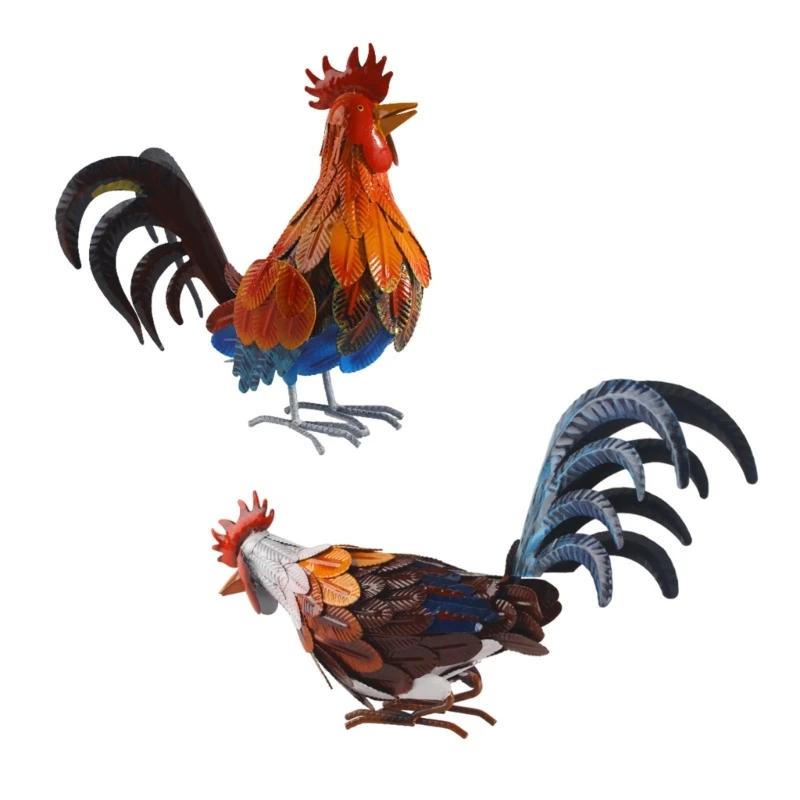 

Rooster Ornament Iron Sign Yard Decors Outdoor Garden Decorations Floor Stake Sign Lawn Backyard Roostr Sculpture Statue