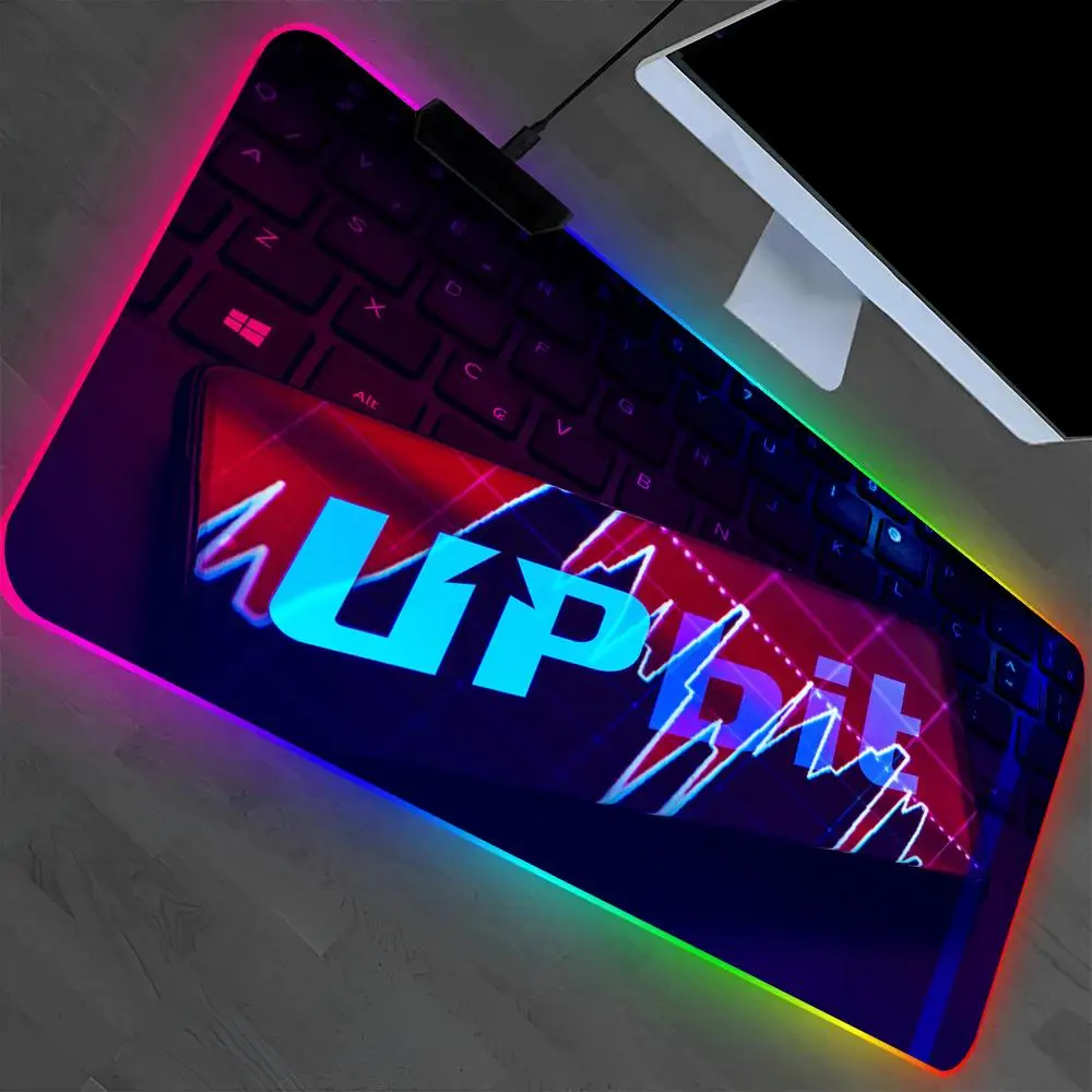 

U-Upbit Mouse Pad Laptop Mat Gaming RGB Anime Mousepad Backlit Gamer Girl Cartoon Table Pads Deskpad