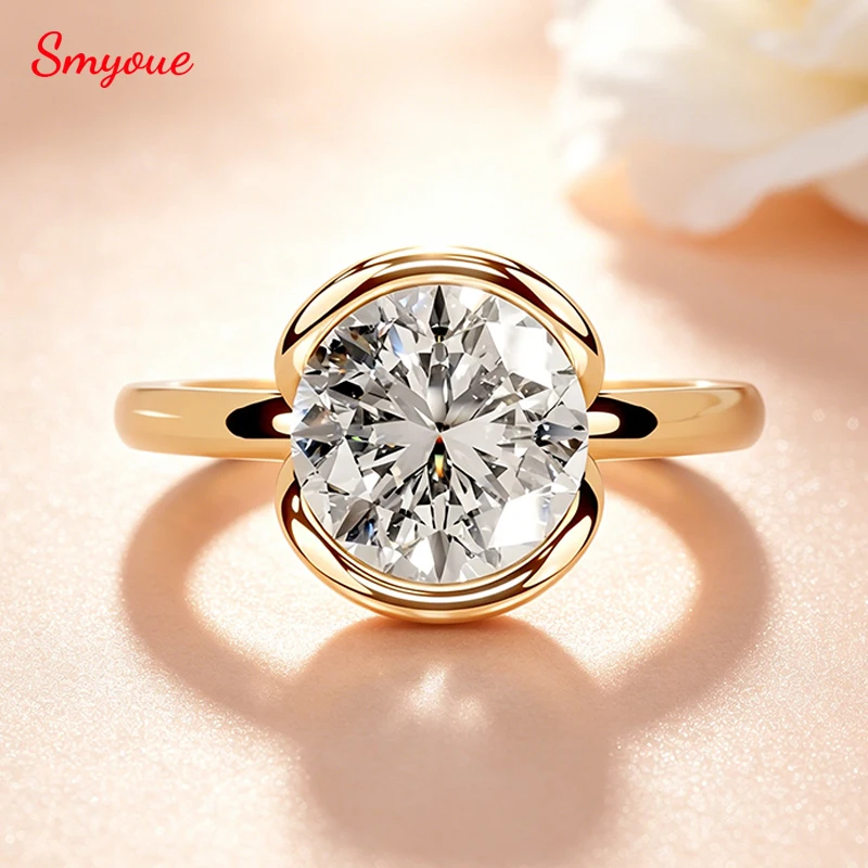 

Smyoue 8mm 2CT D VVS1 Excellent Cut Moissanite Rings for Women 18k Plated Wedding Promise Band 100% 925 Sterling Silver Jewelry