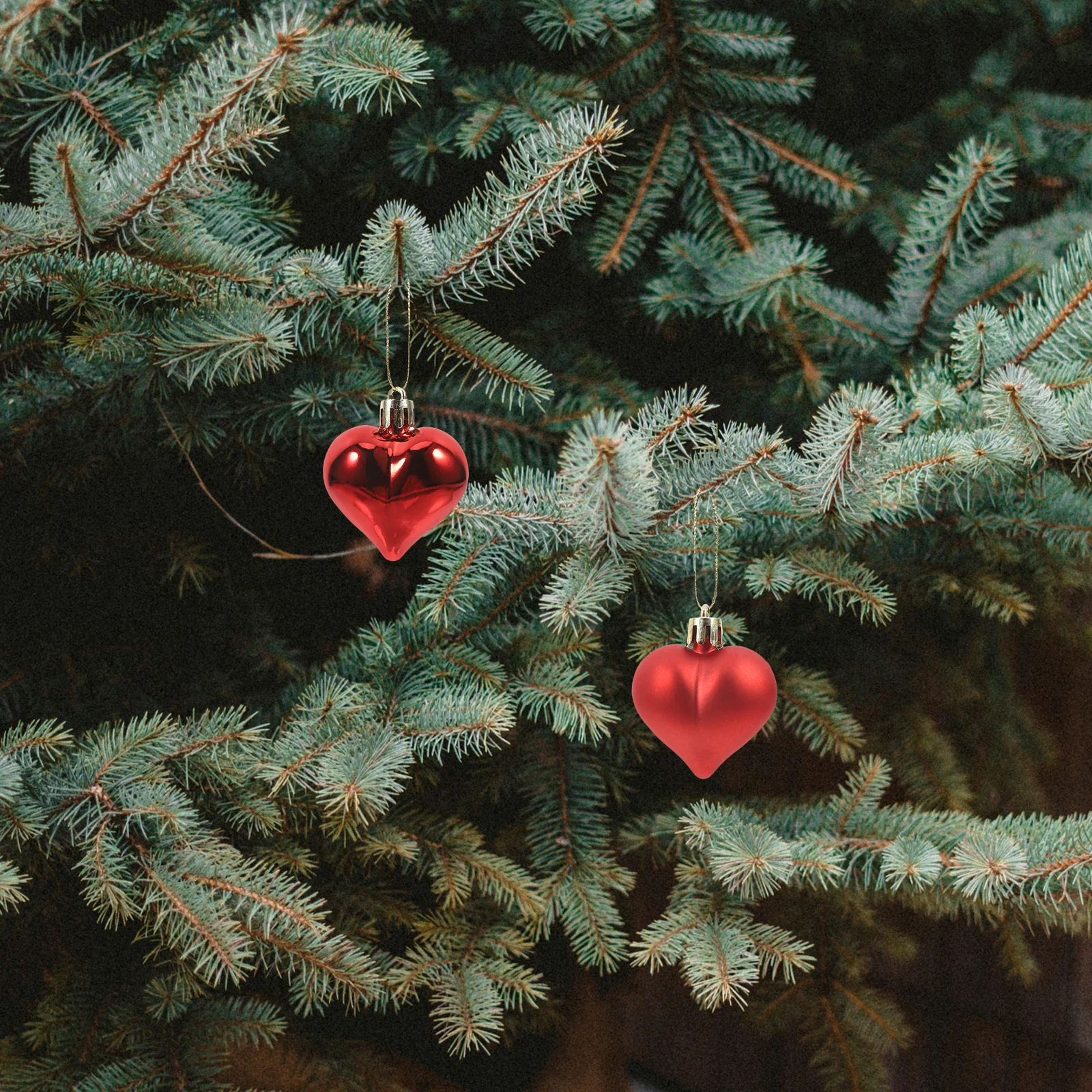 

24Pcs Lovely Heart Shaped Christmas Decorations Hanging Balls for Tree Curtain Knot Garlands Wreaths Xmas Party Home Decor Red