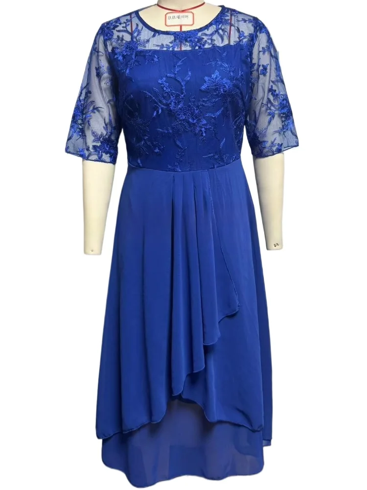 

Elegant Lace Chiffon Mother of Bride Dress With Half Sleeves