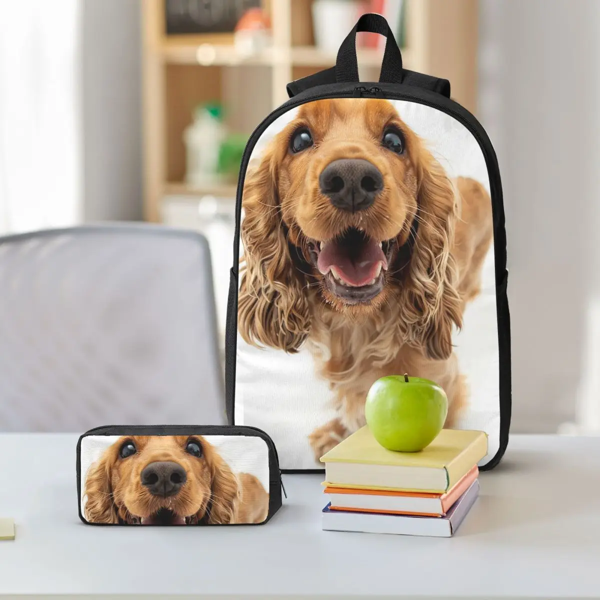 Tail Wagging Wisdom_ Nurturing Your Cocker Spaniel Backpack BookBag School Bag Shoulder Bags 3ps Insulated Lunch Bag Pencil Case