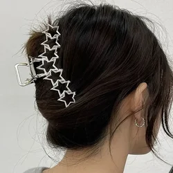 Hollow Star Hair Claws for Women Y2K Sweet Silver Pentagram Heart Cool Girls Charm Trend Hair Clip Aesthetics Hair Accessories