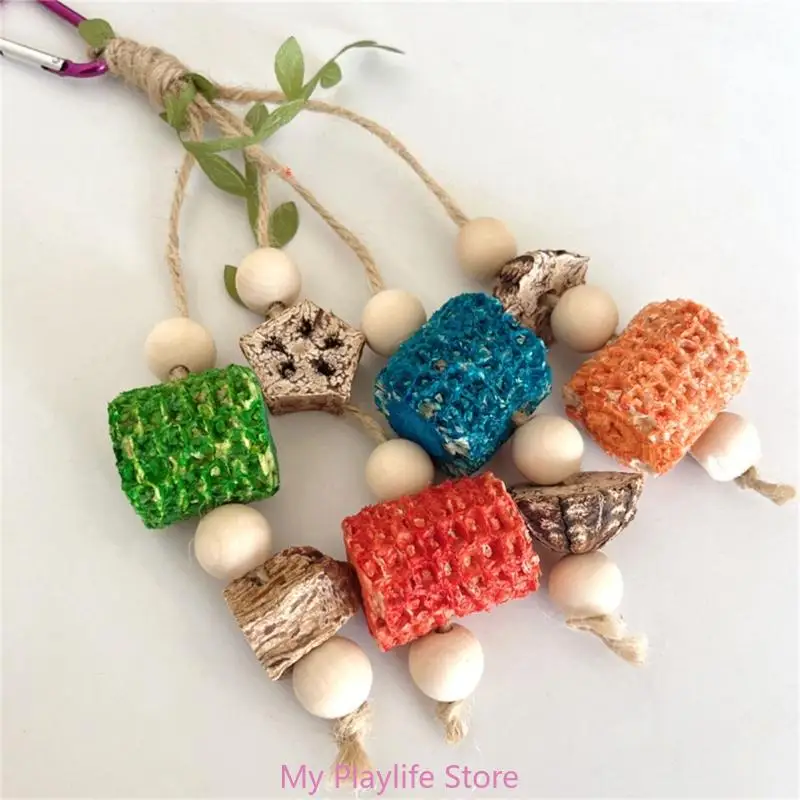 Bird Toy Tearing Cluster Chewing Toy for Teeth Corncob Colorful Beads Cage Hanging Toy Pet Grinding Teeth Toy