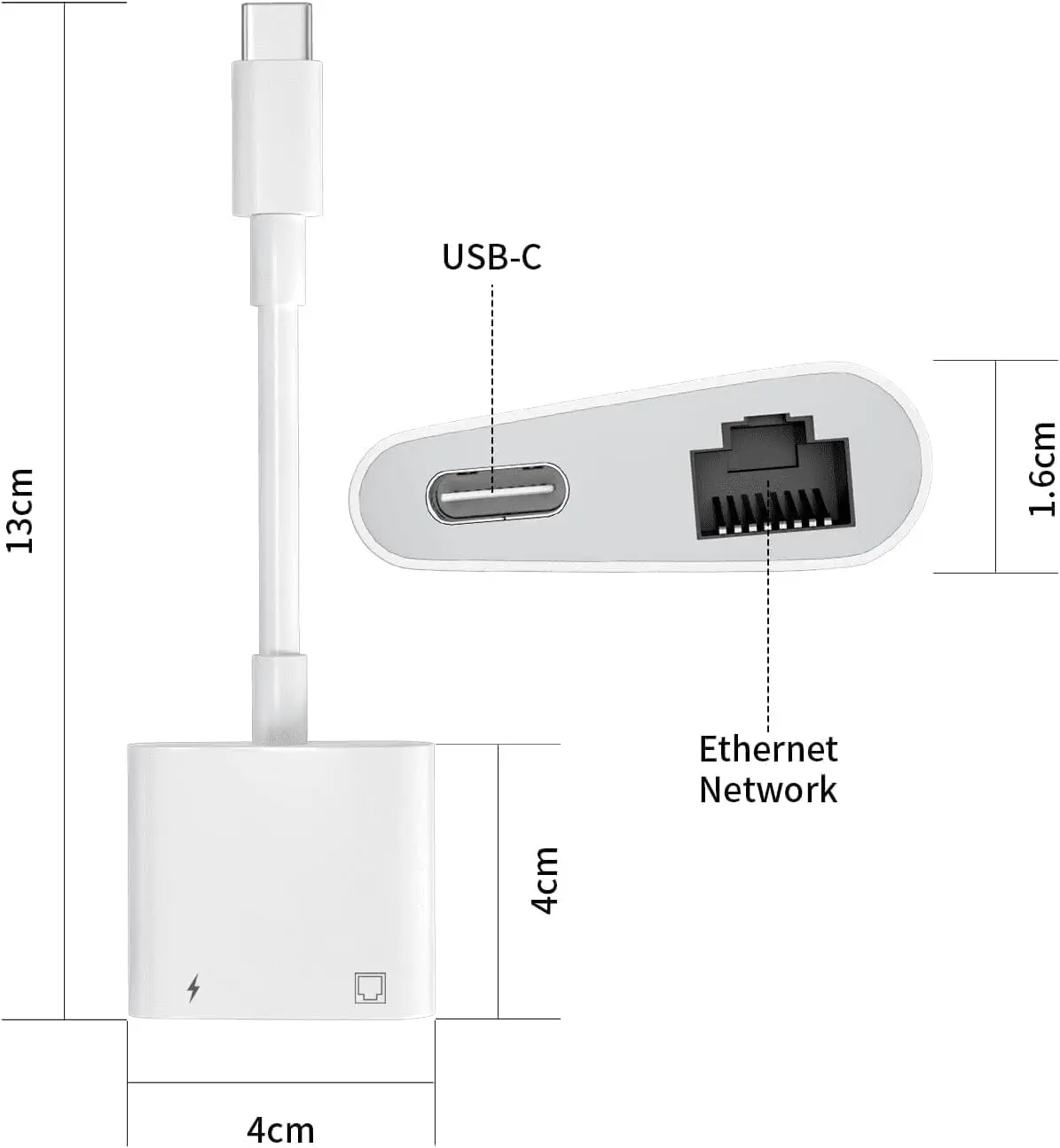 10PCS Supports 10/100Mbps 2 In1 USB C To RJ45 Ethernet Adapter With USB C Charging Port LAN Network Adapter For IPhone 16/15 S
