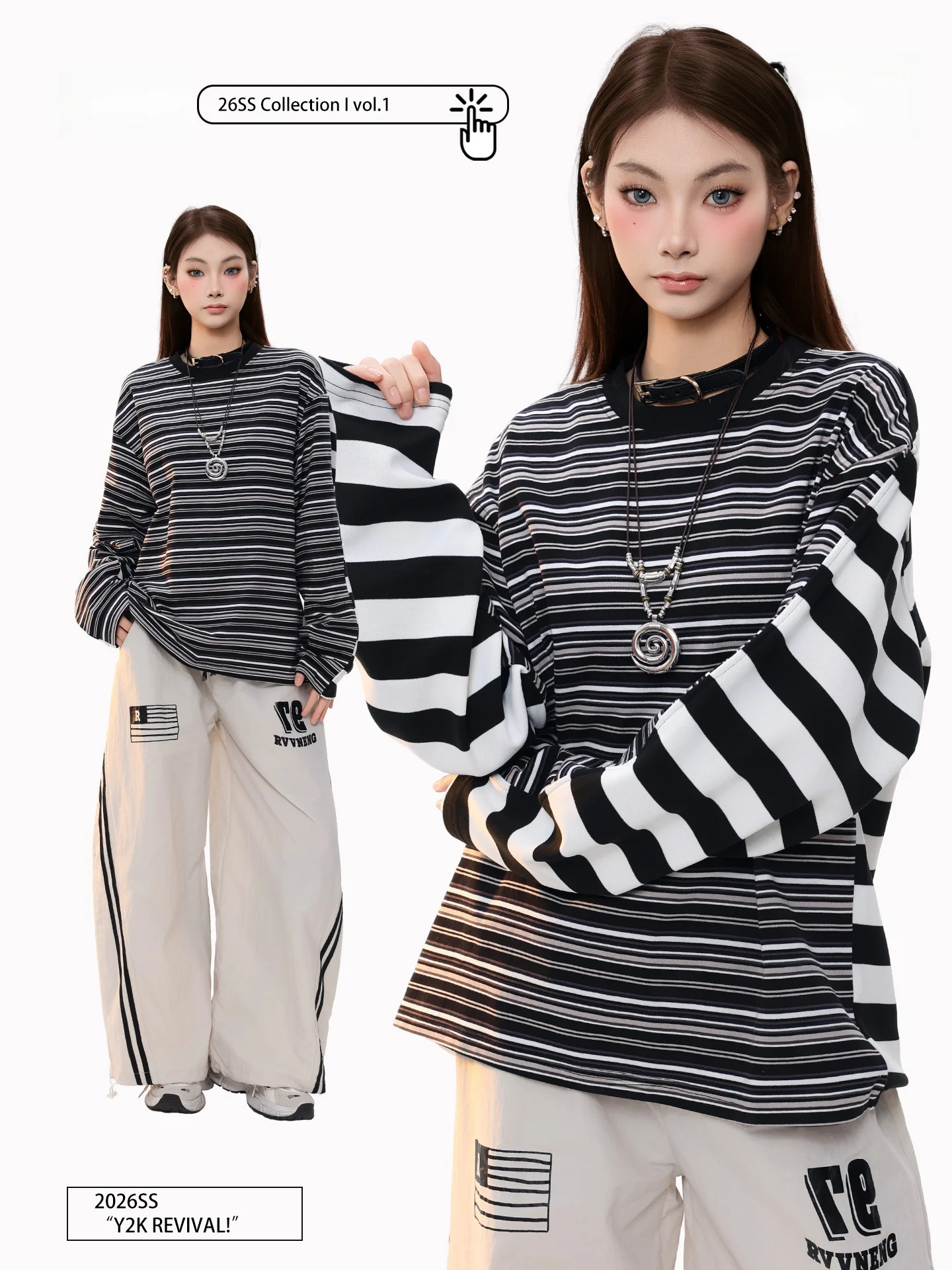 

PBB American Retro Striped Patchwork Design Long Sleeve T-Shirt Unisex Streetwear Outerwear Casual Style Polyester Cotton Blend
