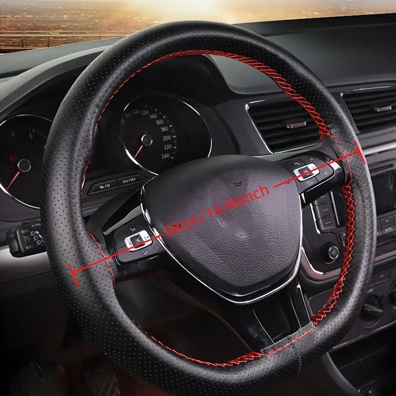 1pc Car Steering Wheel Cover Needles And Braid Thread Artificial Leather Car Covers Suite 3 Color DIY Texture Soft Auto Accessor