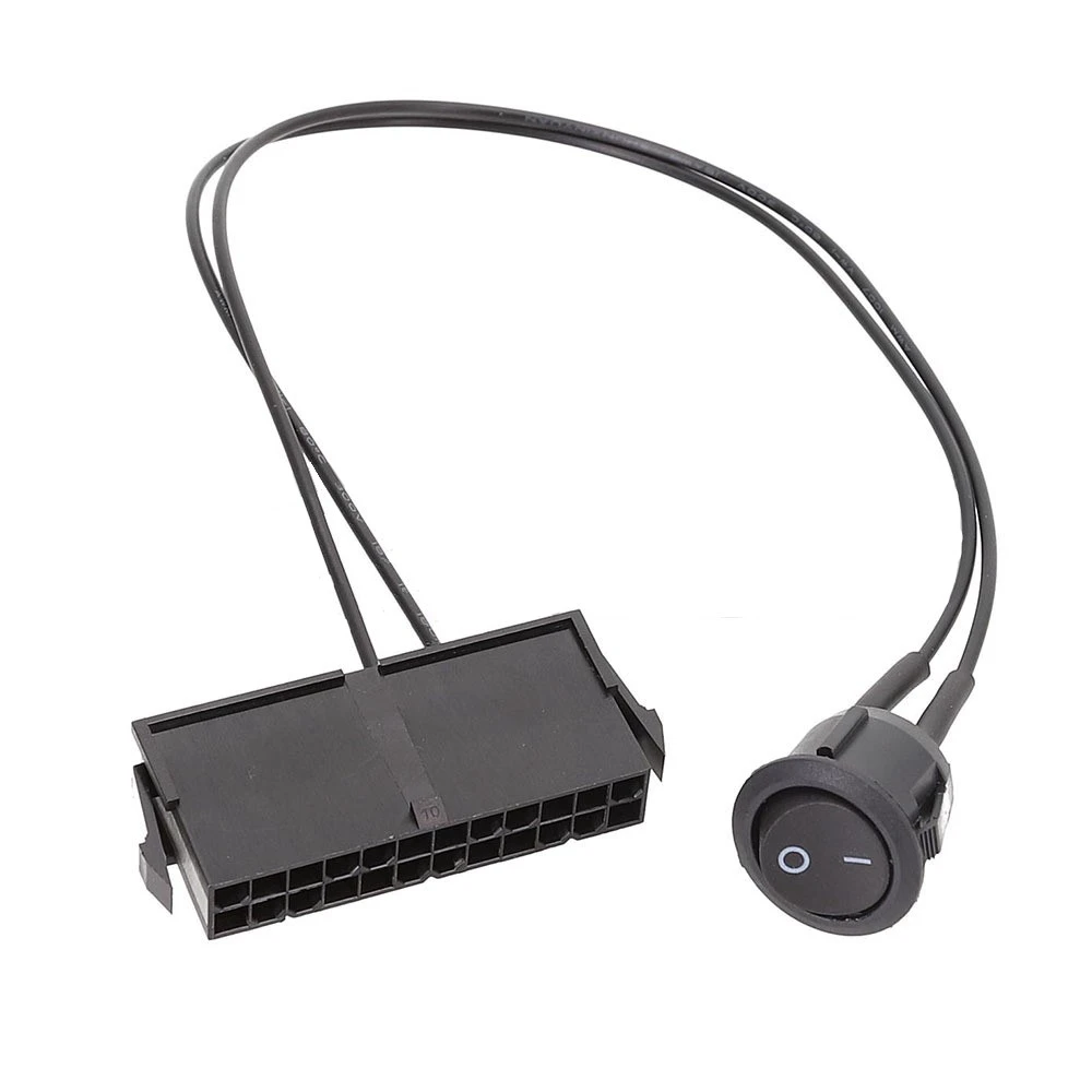 Probador de arranque de fuente de alimentación PSU ATX hembra de 24 Pines, Cable de interruptor de encendido y apagado de puente de arranque, 18awg, 30CM