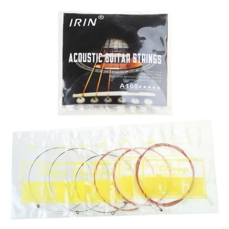 6Pcs Steel Guitar Strings Set Practice Accessory for Acoustic Folk Guitar