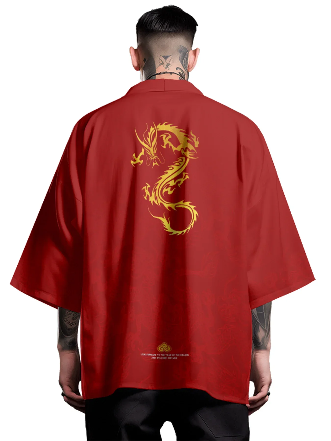 

Summer Samurai Kimono Cosplay Lucky Letter Dragon Haori Traditional Kimono Japanese Fashion Yukata Men Shirt Robe Cardigan