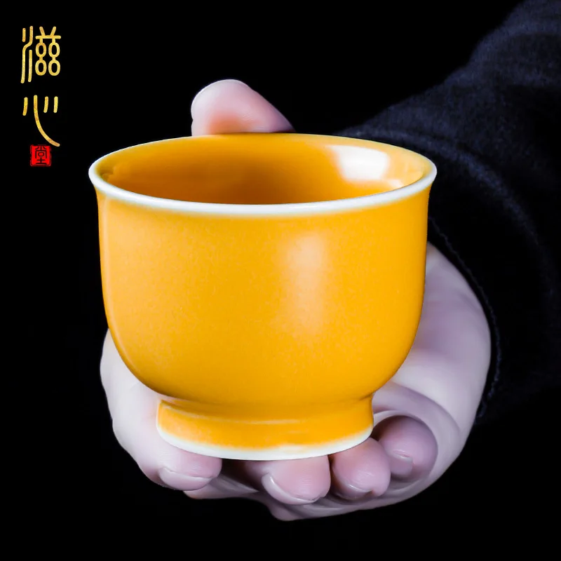 |Zi heart chun-fa Chen master manual apricot yellow masters cup your kiln ceramic cups large tea open single fullness