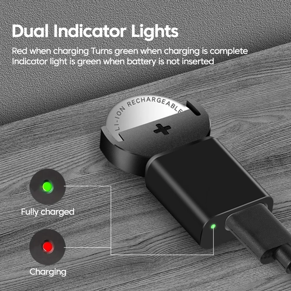 Type-c Lithium Coin Butoon Battery Charger Widely Charging for LIR2032,LIR1632,LIR2025,LIR2016,LIR2032H Batteries Long-Lasting