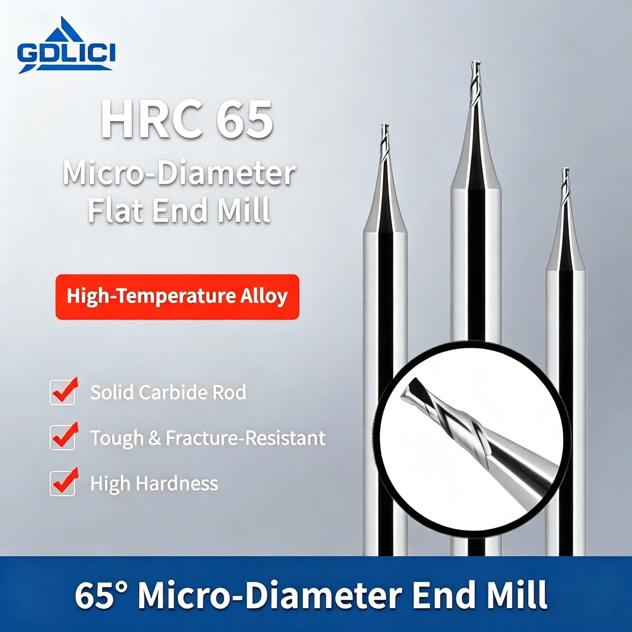 65HRC Aluminum Micro Diameter 2 Flute Flat Bottom Carbide End Mill Multiple Sizes CNC Finishing Cutter