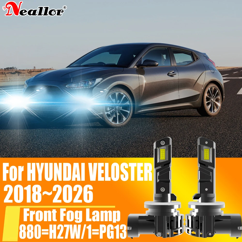

2pcs H27W/1 880 H27 PG13 Led Moto Fog Lamp Car Turbo Diode Bulb 12V Canbus Light White Headlight For HYUNDAI VELOSTER 2018~2026