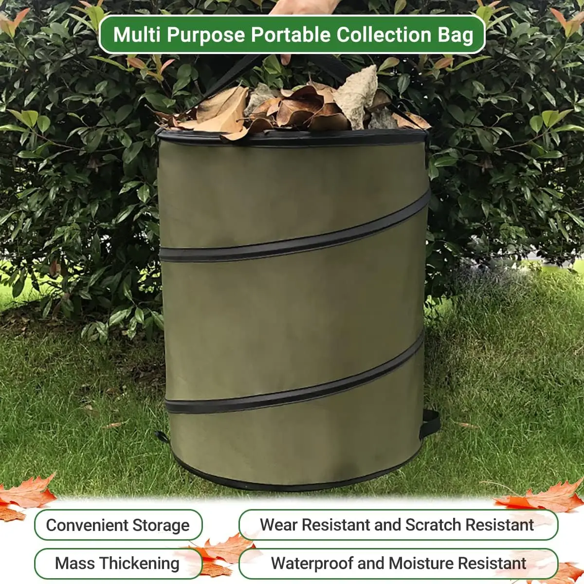 

Outdoor Large Trash Can Portable Collapsible Composting Bin Garbage Storage Trash Bag for Courtyard & garden yard