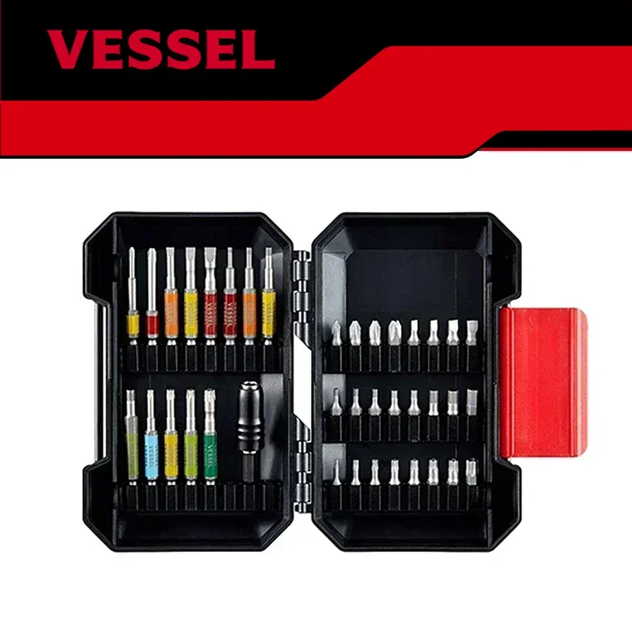 Genuine VESSEL Screwdriver Bit Set With Tough Case Cordless Drill Driver Bits Sets 38 Pieces NO.GS38P01CCS