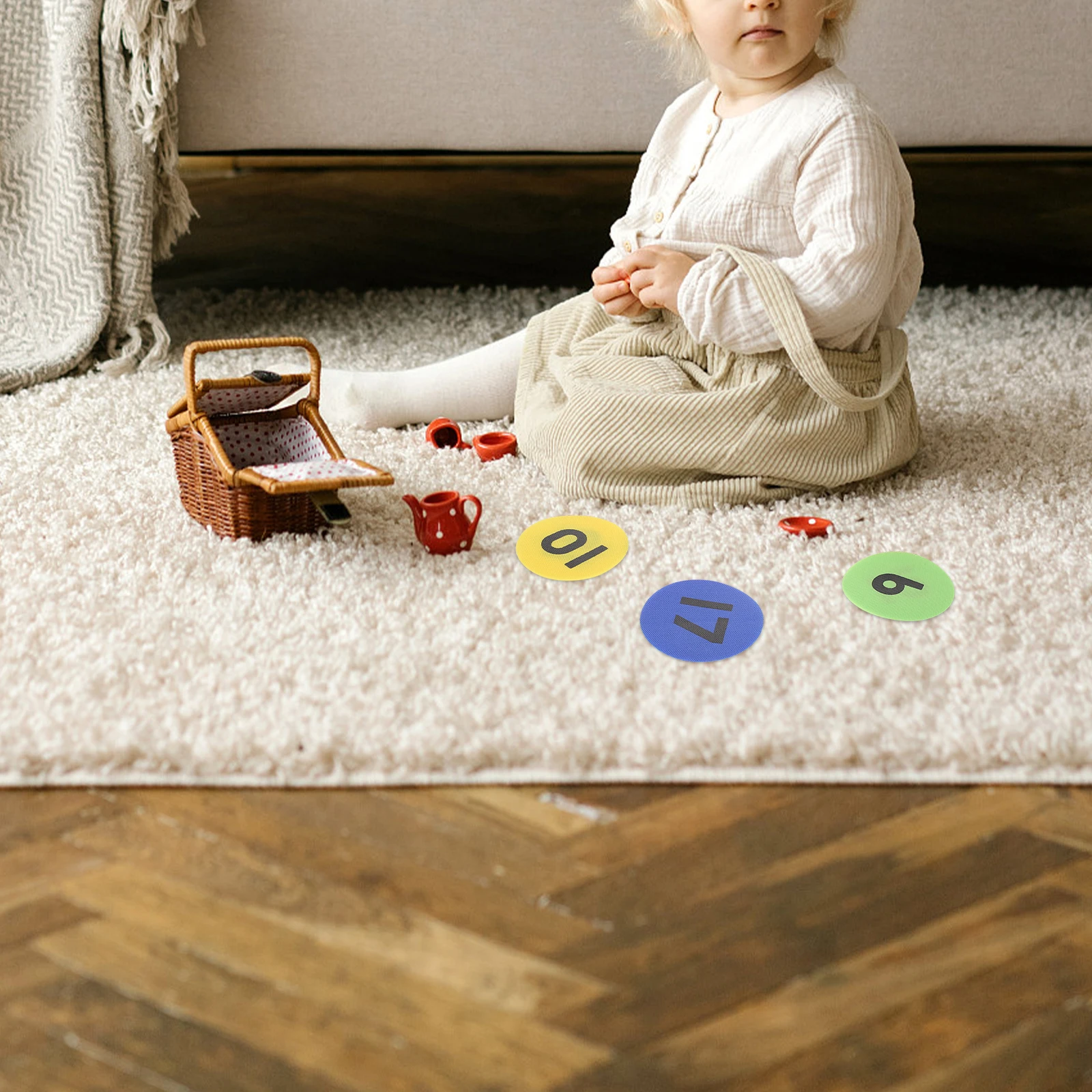 

36 Sheets Colored Round Carpet Stickers Classroom Game Toy Set Nylon Comfortable Creative Kids Educational