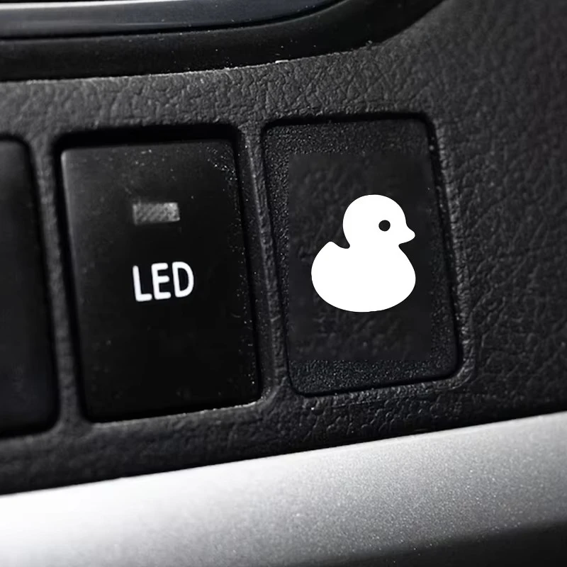 2Pcs Cute Cartoon Duck Vinyl Car Button Sticker Decals For Vehicle Interior Dashboard Auto Decor Accessories