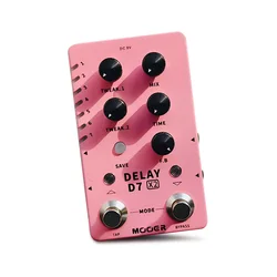 MOOER D7 X2 Delay Guitar Pedal Effects Stereo Delay Monoblock Effects Built-in 14 Classic Delays Support Tap Tempo