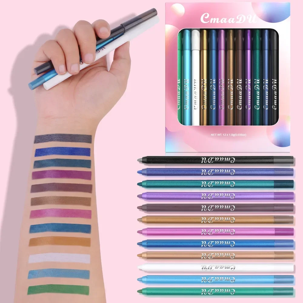 12 Color/Box Waterproof Eyeliner Makeup Eye Cosmetics Beauty Eyeliner Pencil Set Longlasting Eye Liner Pencil Colourful Pigments