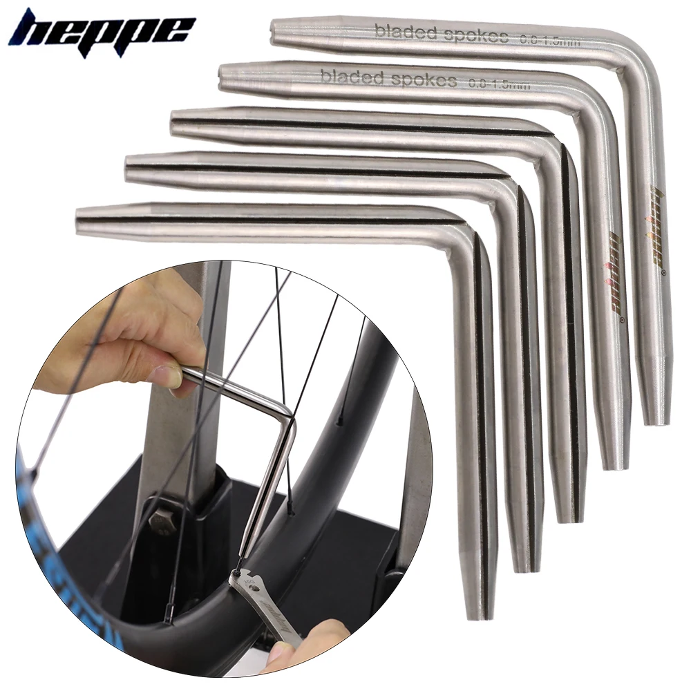 HEPPE Bike Bladed Spokes Holder Stainless Steel Spoke Wrench 0.8-1.5mm Flat Spokes Wrench Bike Rim Wheel Spokes Repair Tool