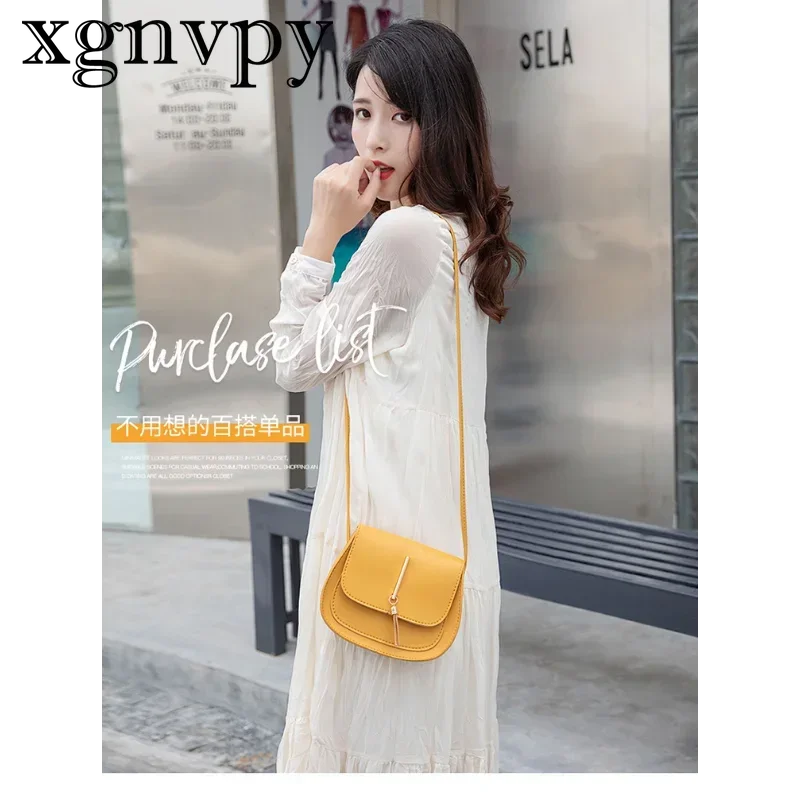 xgnvpy New Gold Fringe Double Half Circle Single Shoulder Saddle Bag Fashion Casual Mobile Phone Bag