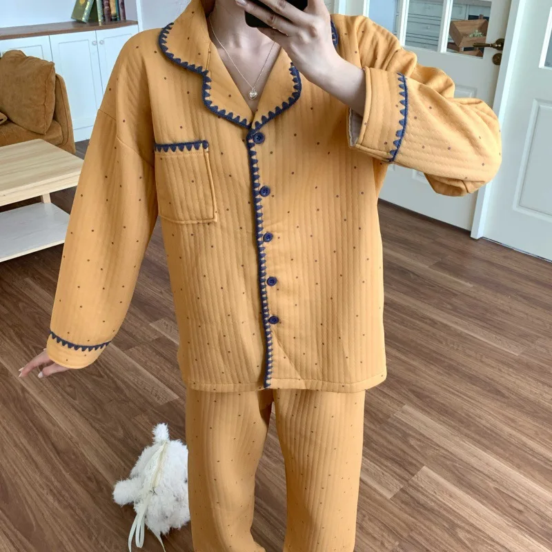 Set Piyama Wanita Terbaru, Set Piyama Wanita Hangat untuk Musim Dingin, Pakaian Rumah Modis, Piyama Lucu dan Lembut, Set Piyama Maillard