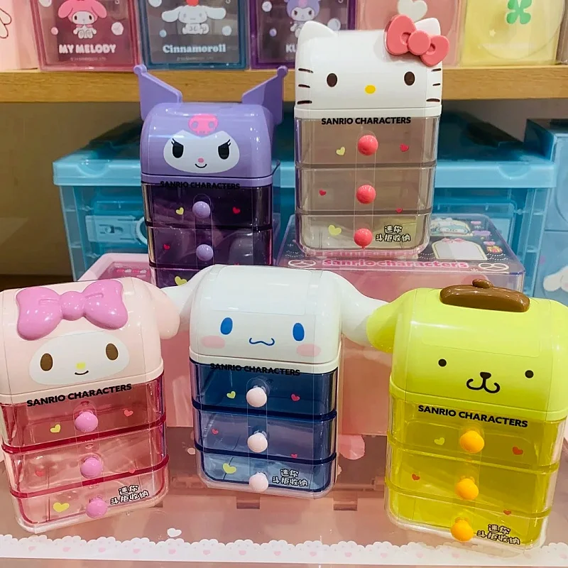 Niedliche Cinnamoroll Melody Mini-Kommode Schmuckorganizer Desktop-Schublade Aufbewahrungsbox Kawaii Wohndekor Geburtstagsgeschenk