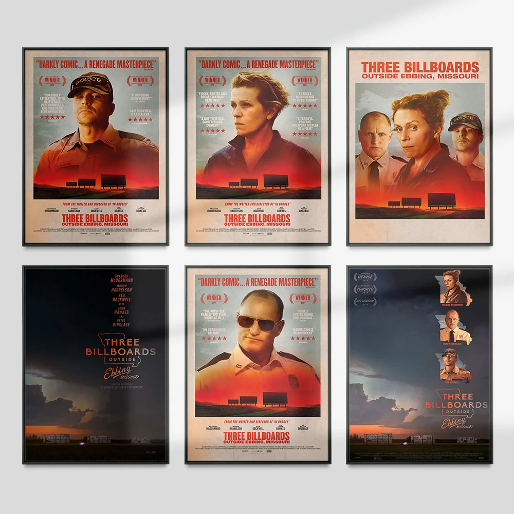 Three Billboards Outside Ebbing Missouri Movie Poster Film Wall Picture Modern Print Art Canvas Painting Video Room Cinema Decor