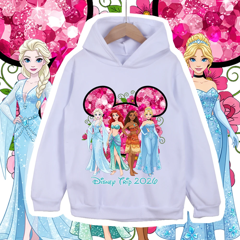 

Fall/Winter 2026 Disney Travel Themed Princess Collection 100% Cotton Printed Hoodie Hoodie for Boys and Girls Parent-child Tops
