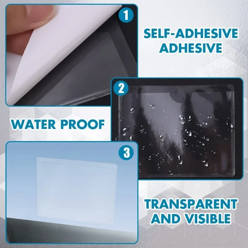 Car Windshield Transparent Card Holder Parking Pass Label Set Portable Adhesive Protective Film Cards Identification Card Holder