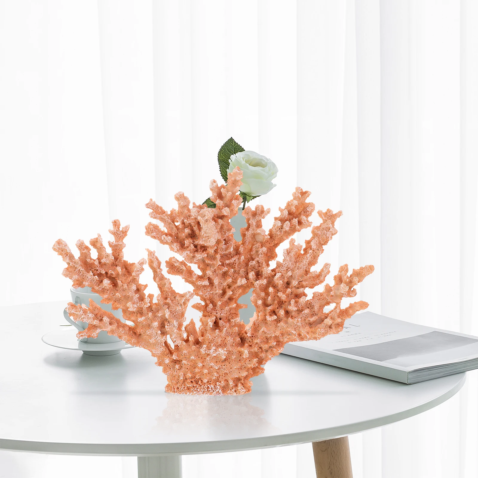 

Coral Decorative Sculpture Elegant Figurine Stylish nament Red Coral Accessories Living Room Bedroom Office Car Decoration Mini